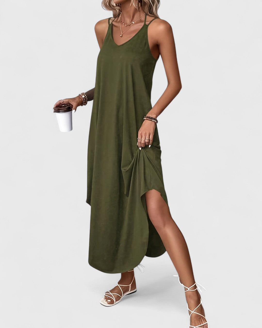 Tracy | Langes Kleid Mit Lose V Ausschnitt