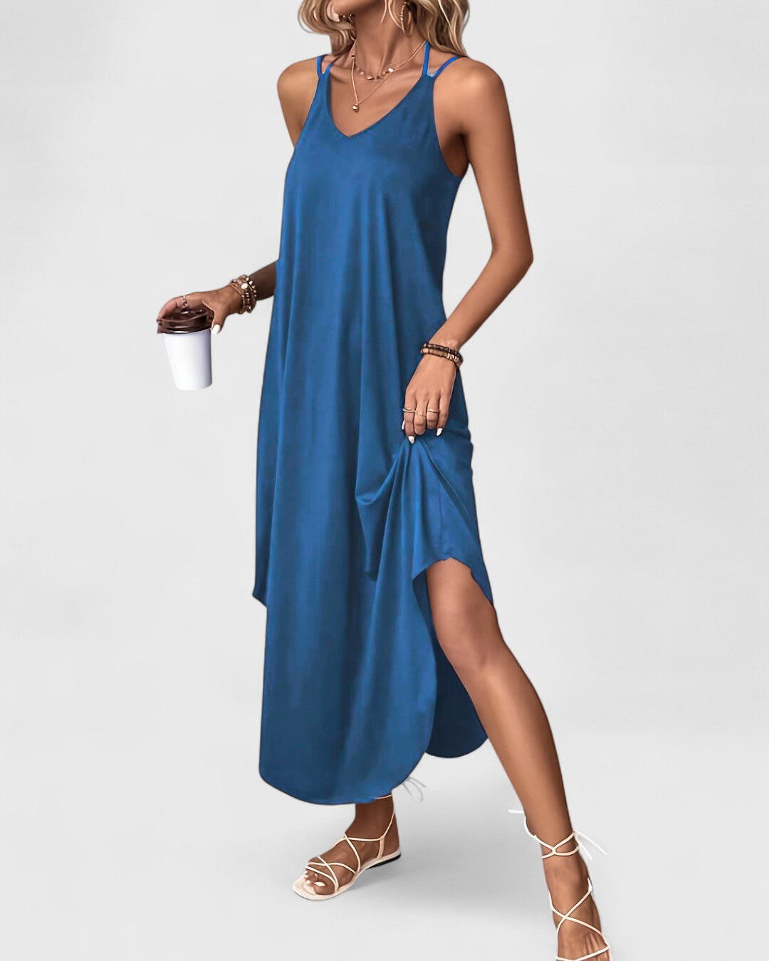 Tracy | Langes Kleid Mit Lose V Ausschnitt