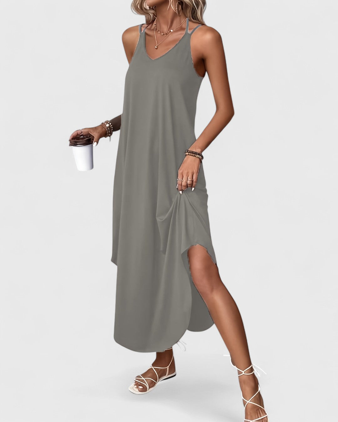 Tracy | Langes Kleid Mit Lose V Ausschnitt