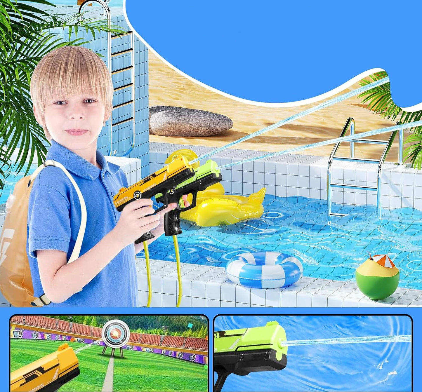 BlastTwin – 2 Grosse Kapazität Wasserpistolen (10 Meter Reichweite)