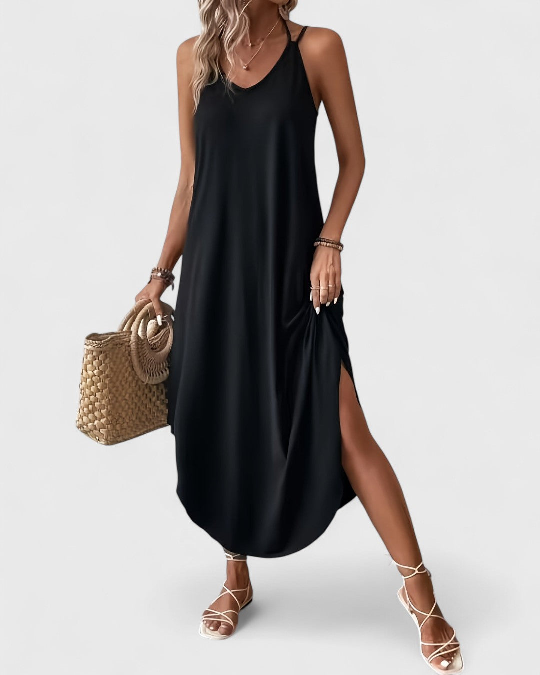 Tracy | Langes Kleid Mit Lose V Ausschnitt
