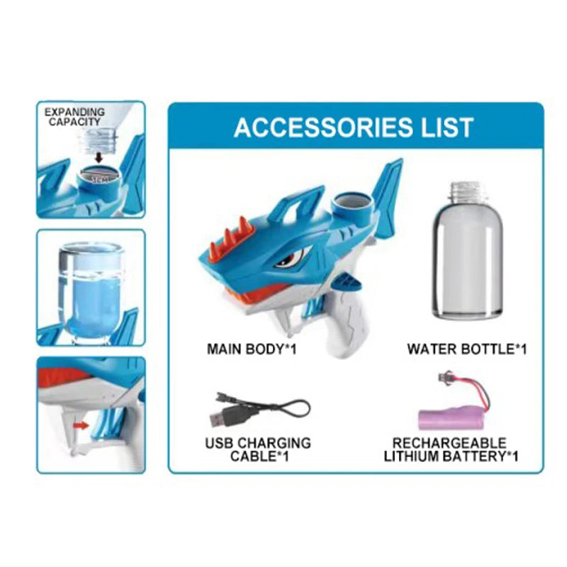 Zoe’s MiniShark – Mini Electric Water Blaster | Auto Squirt, Fast-Fill, Large Tank