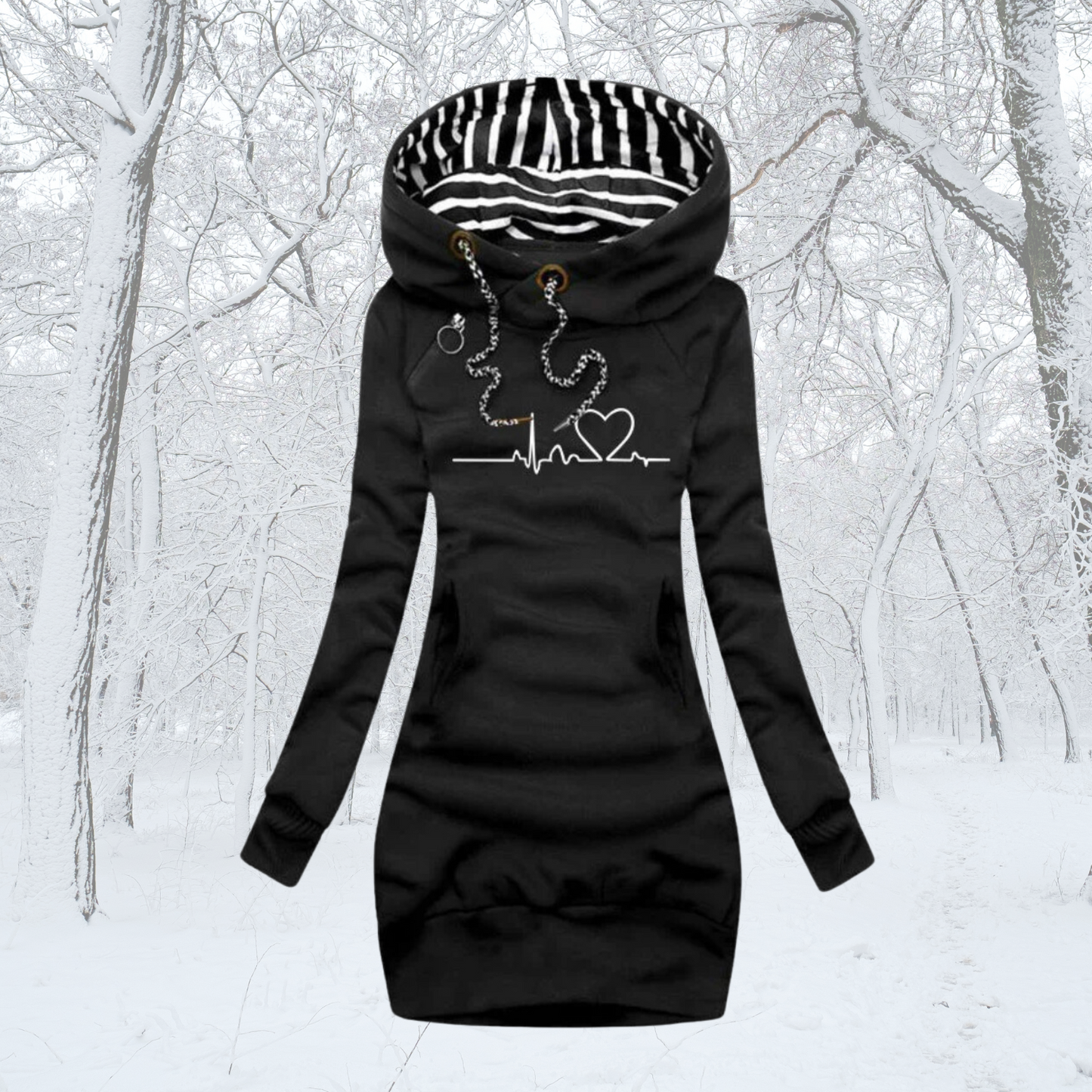 Cécile | Kleid-Pulli mit Herzschlag-Print