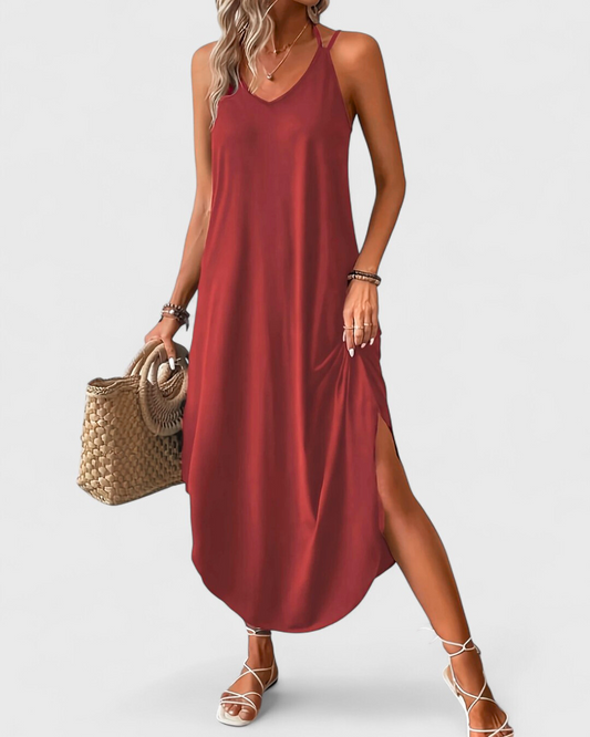 Tracy | Langes Kleid Mit Lose V Ausschnitt